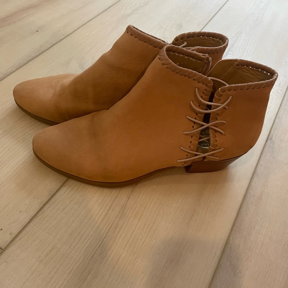 Jack Rogers Camel Ankle Booties with Side Lace